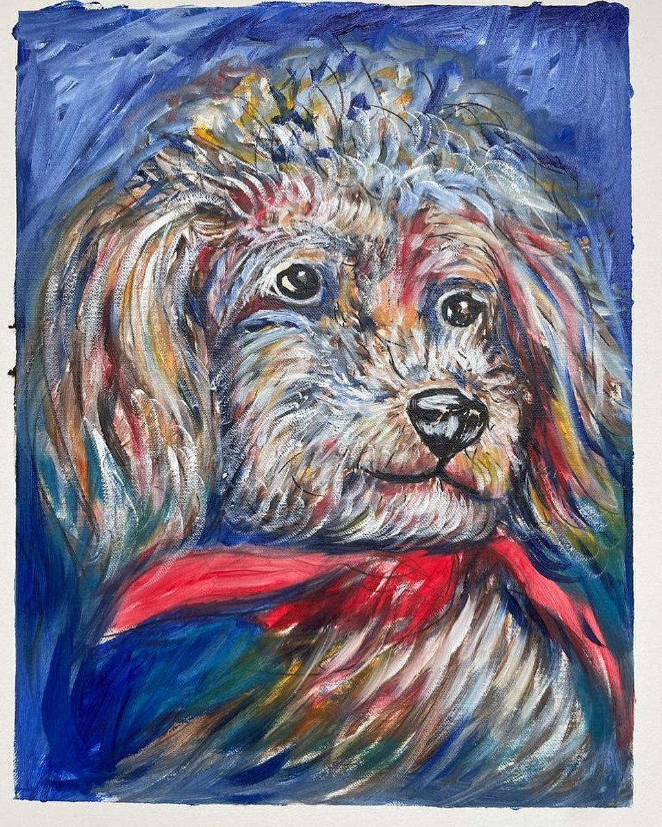 Ethereal Canine Portrait: Whimsy in Blue