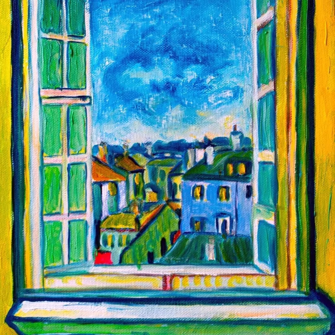 Serene View: Cityscape Through a Window