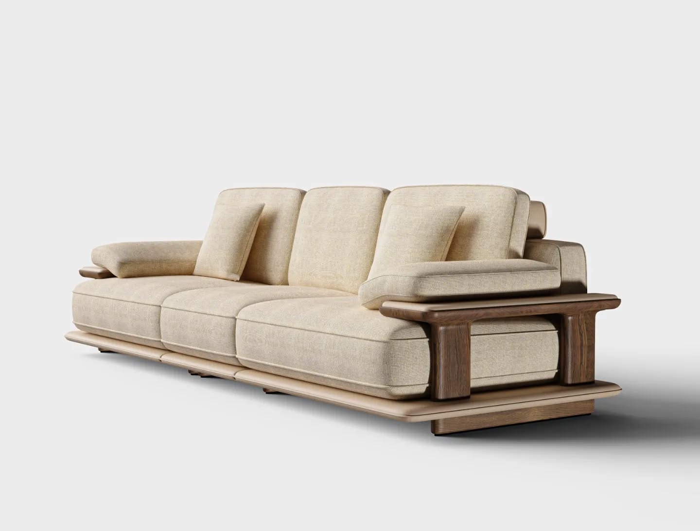 Modern Modular Sofa Design with Sleek Wooden Accents