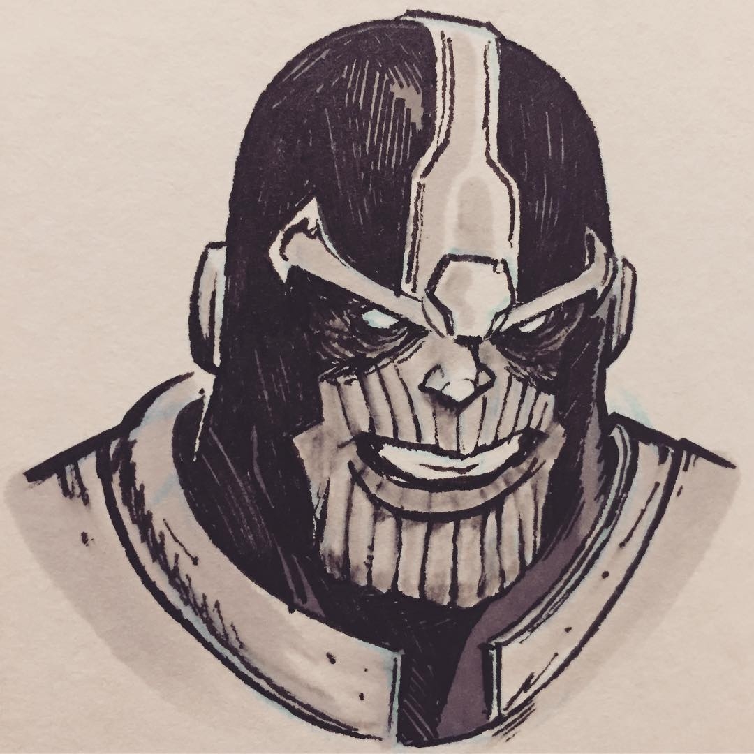 Thanos' Scowl: A Bold Cartoonish Portrait