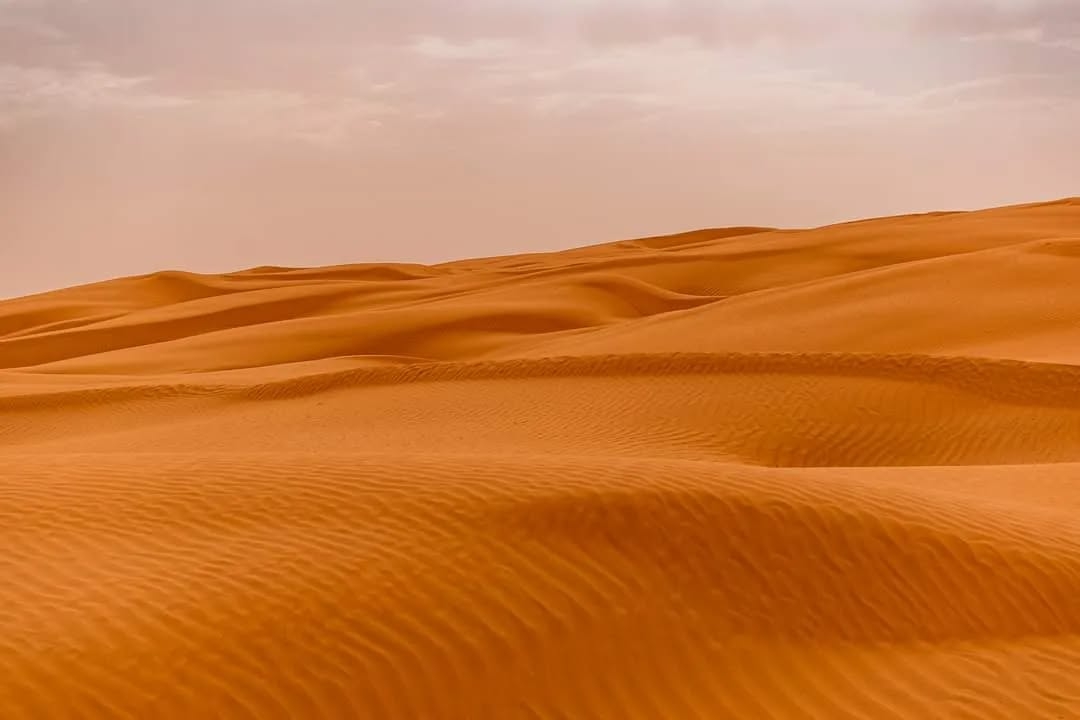 Vast Desert Dunes Under Overcast Skies