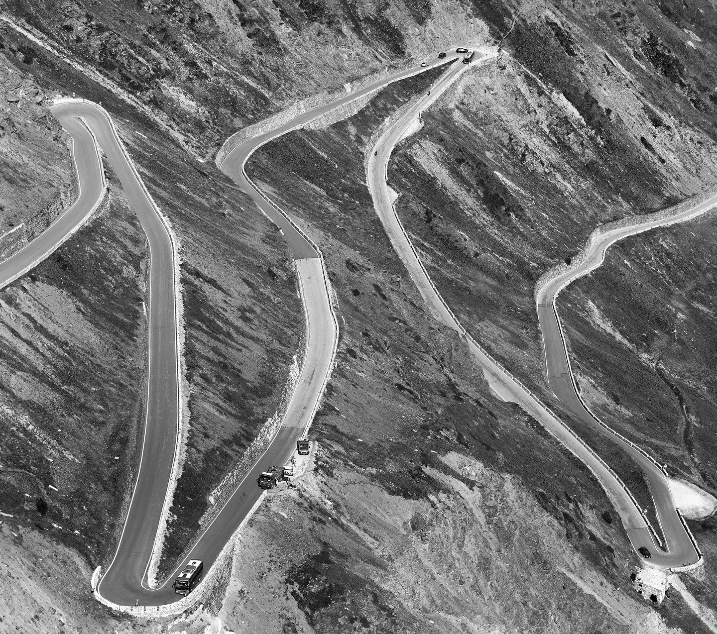 Serpentine Ascent: A Monochrome Journey Through Mountain Terrain