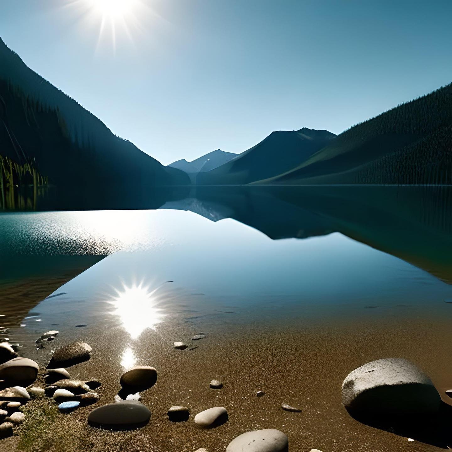 Calm Reflections: Mountain Lake Serenity