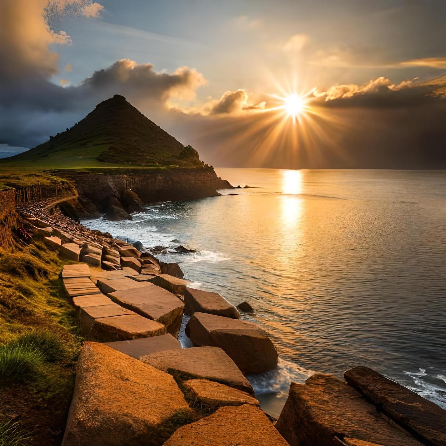 Horizon's Embrace: Coastal Sunset Serenity