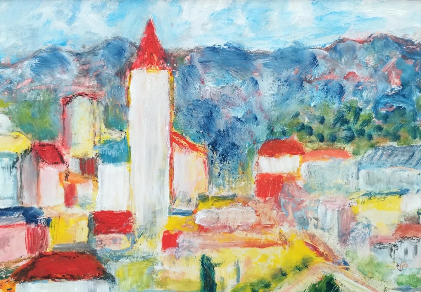 Vibrant Village Amidst Mountain Serenity