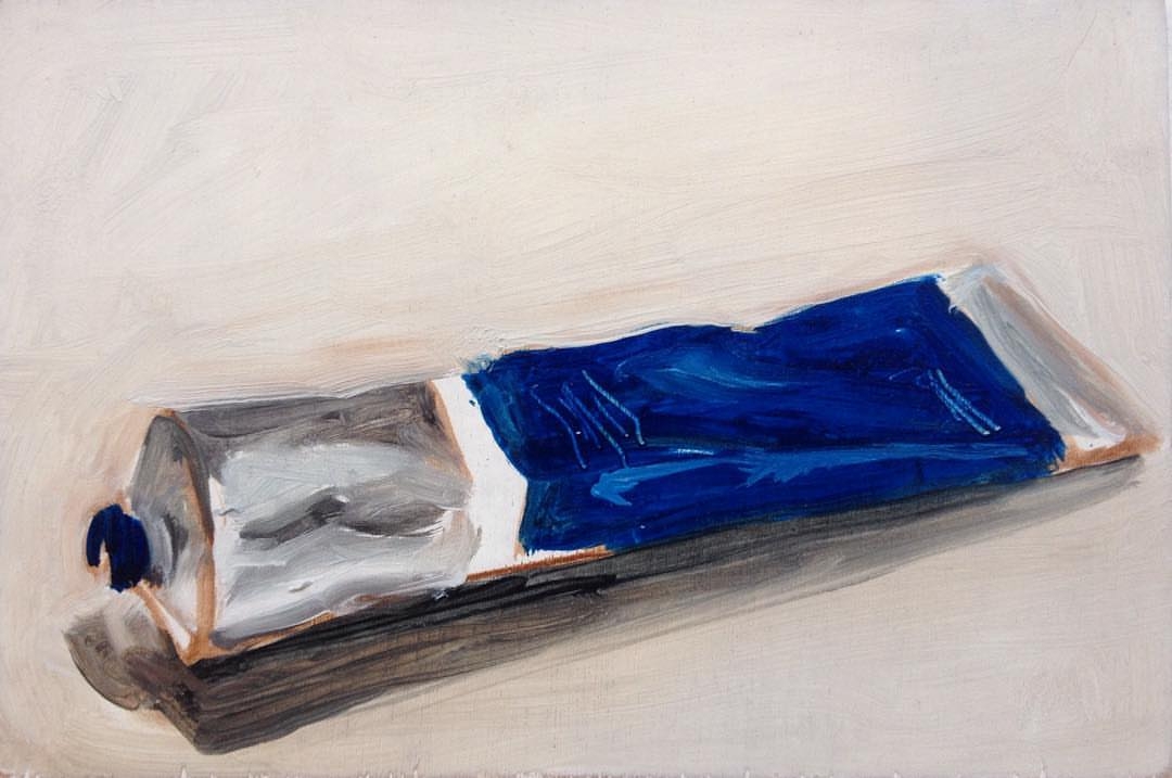 Vibrant Expression: Open Blue Paint Tube