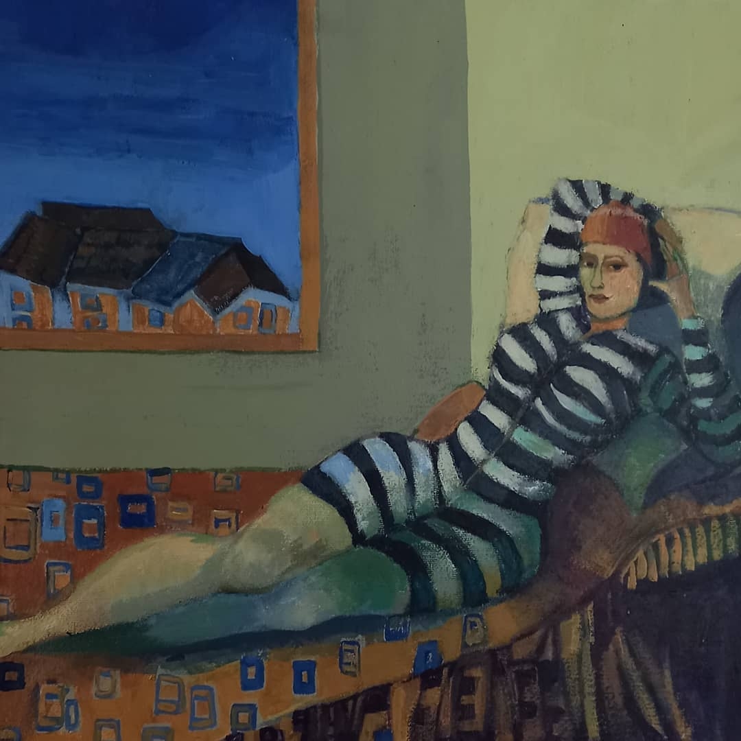 La maja con el traje a rayas, autorretrato