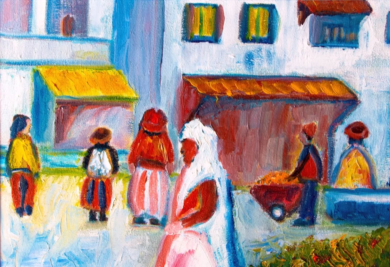 Vibrant Coastal Village Life
