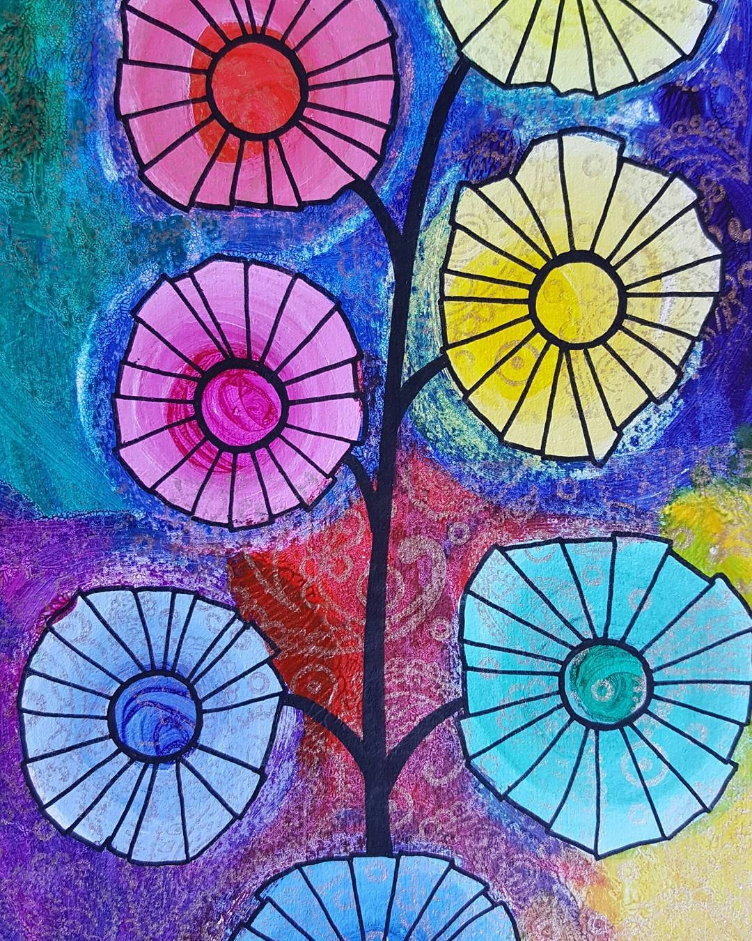 Vibrant Radiance: Geometric Flower Composition