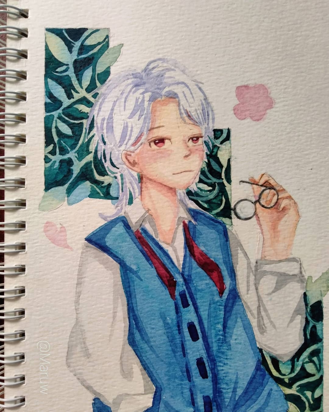 Enigmatic Anime OC in Watercolor
