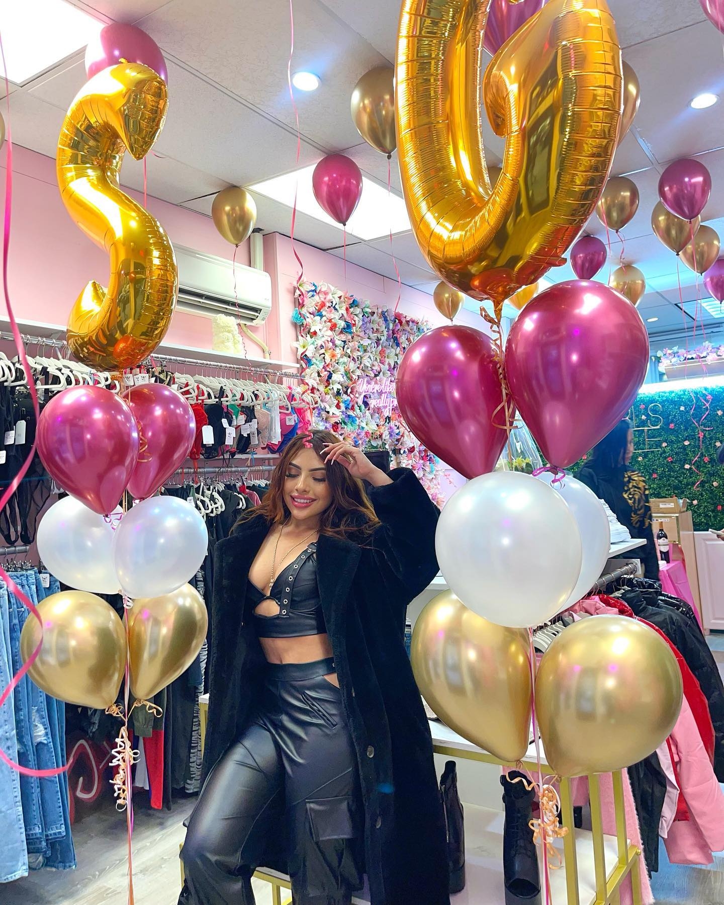 Confident Glamour Amidst a Festive Celebration