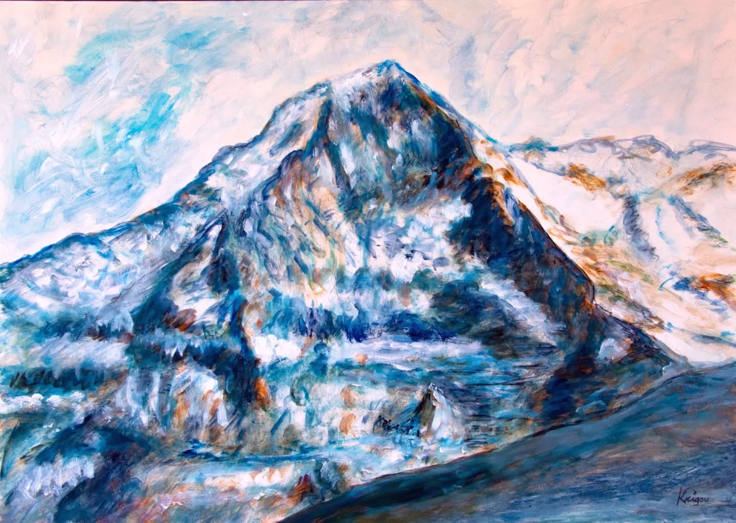 Snow-Capped Majesty: Abstract Mountain Landscape