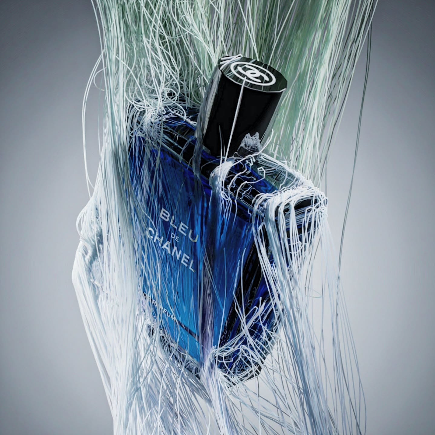Iconic Bleu de Chanel Perfume Bottle 3D Render