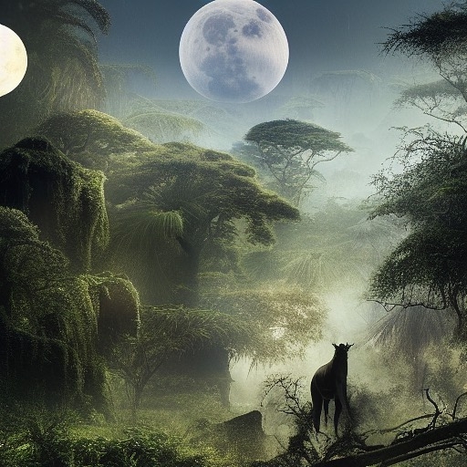 Nocturnal Sentinel: Moonlit Forest Encounter