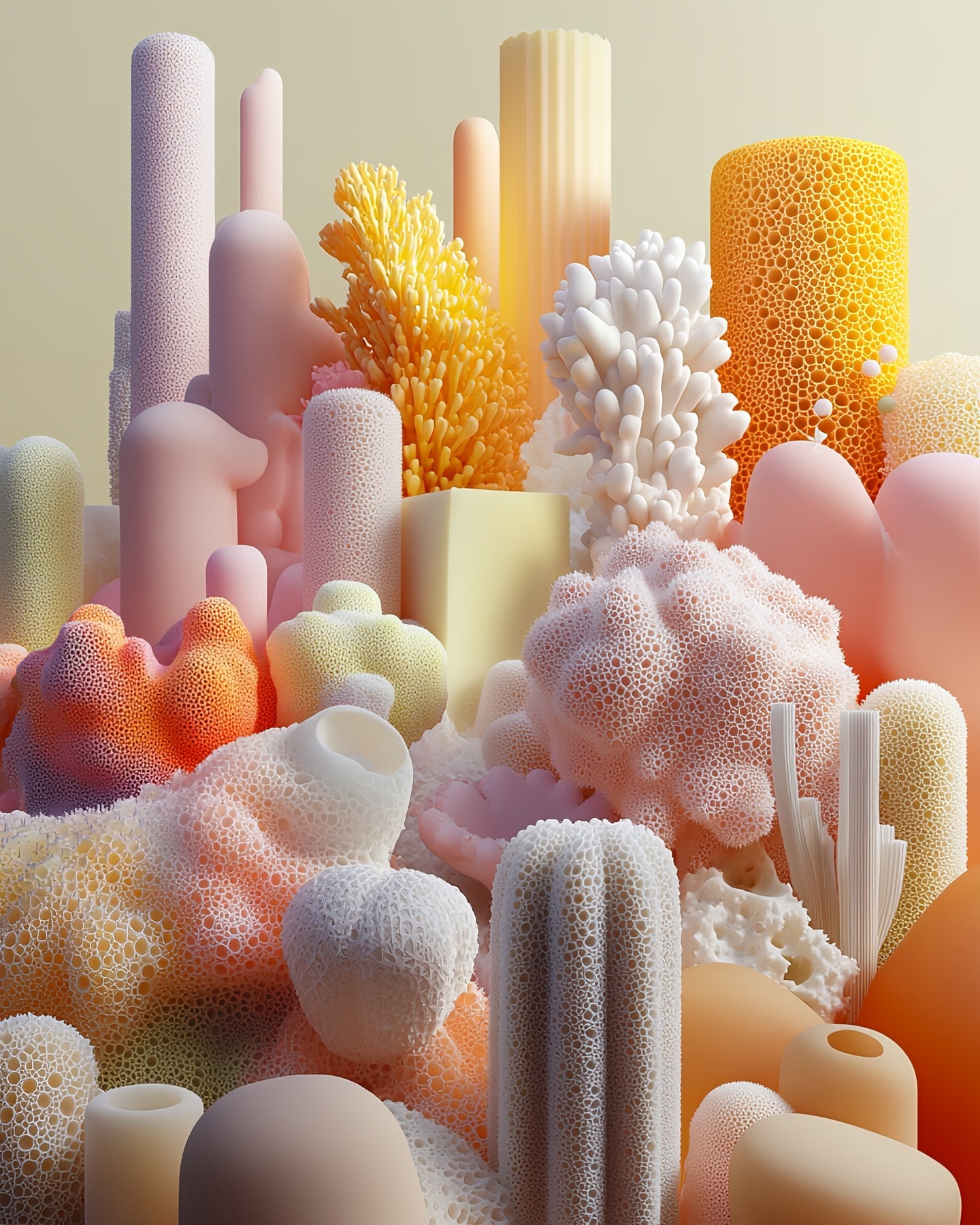 Surreal Coral Reverie: A Mosaic of Pastel Forms