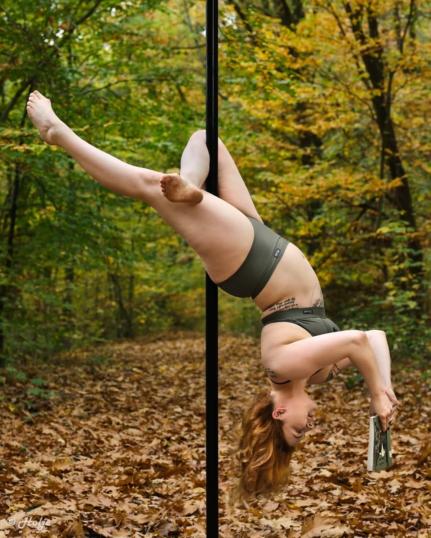 Literary Aerial Elegance: Forest Pole Dance Artistry