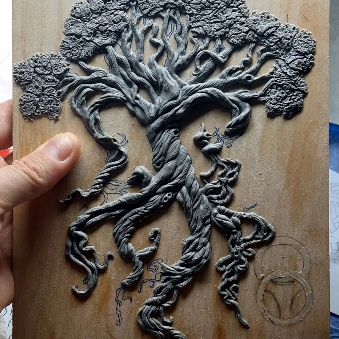Yggdrasil's Whisper: Clay and Wood Elegy
