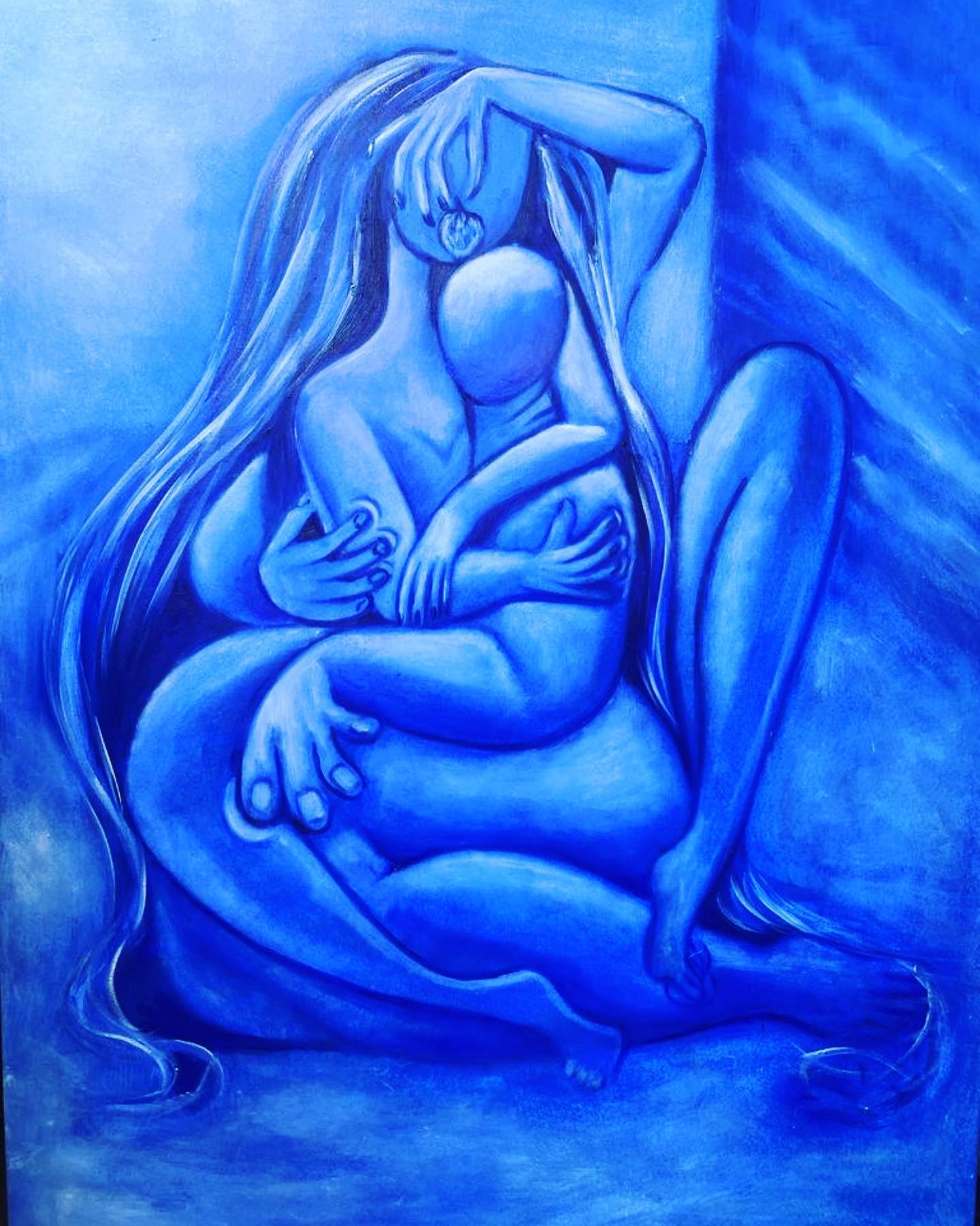 Embrace of Blue: Maternal Intimacy