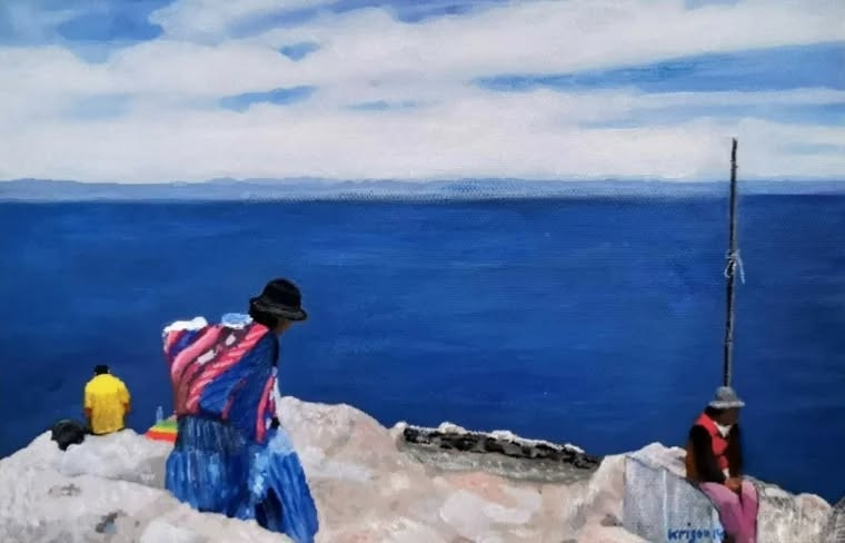 Serene Overlook: Figures in Contemplation
