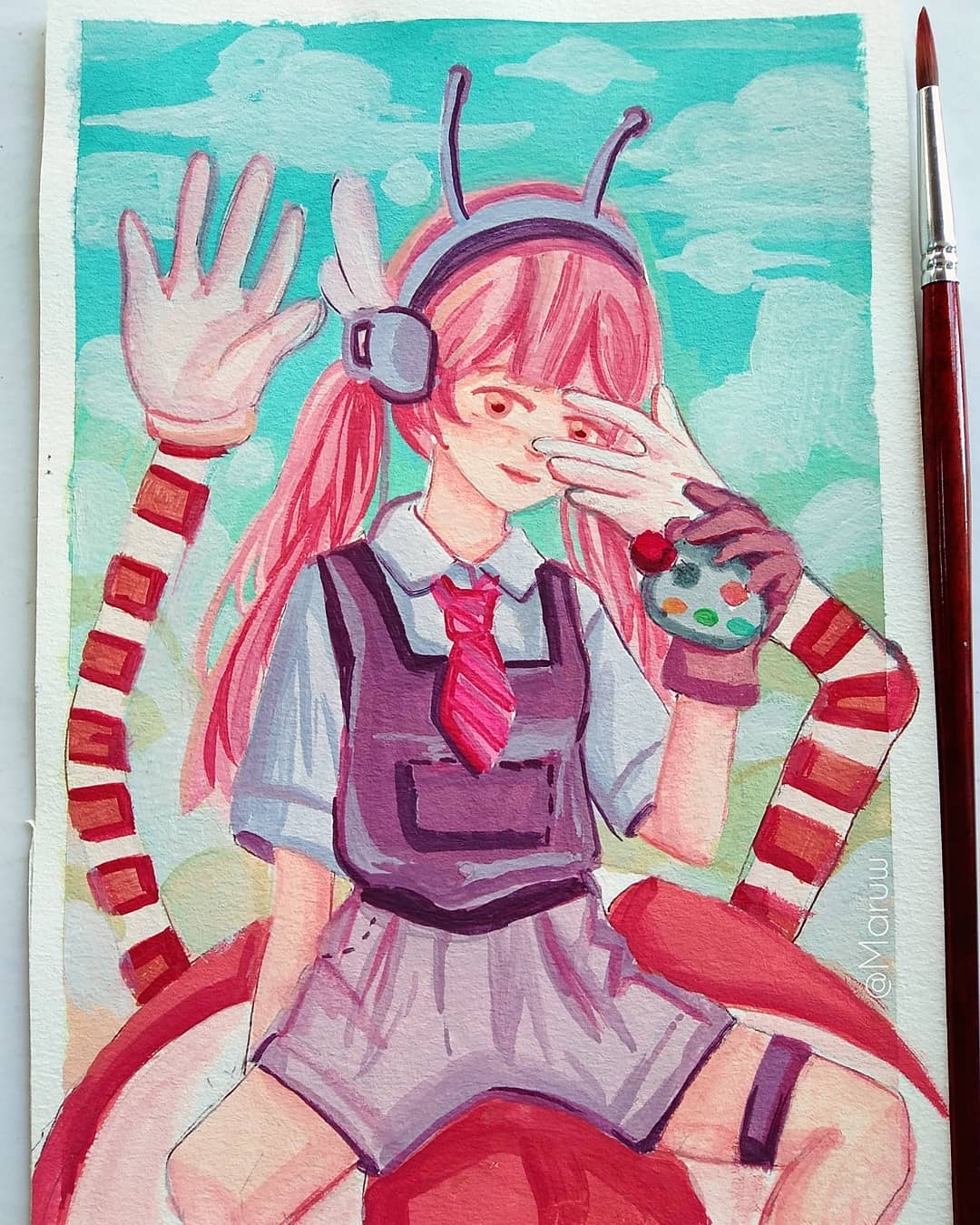 Vibrant Anime Guardian: A Watercolor Tale