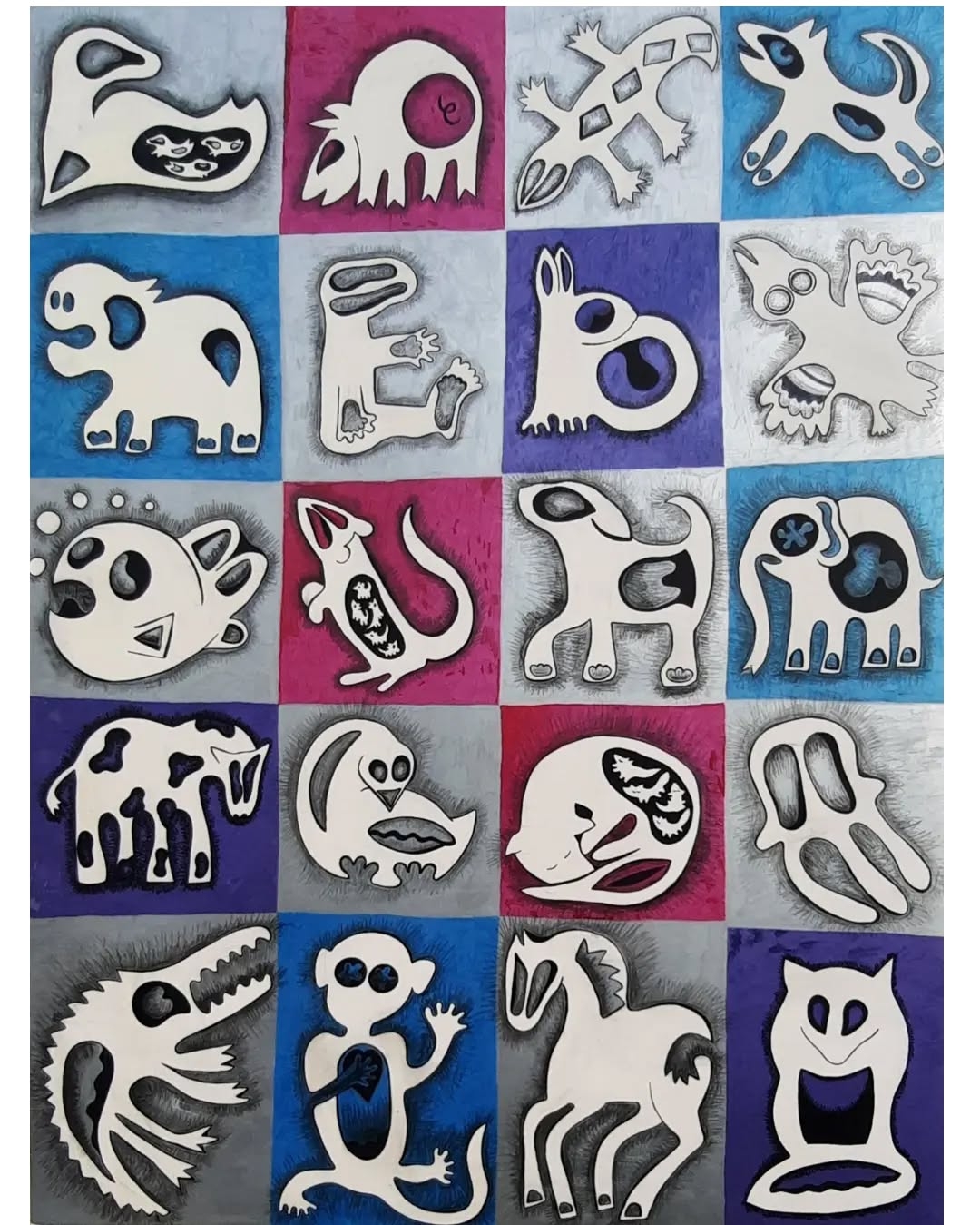 Zoo 2: Stylized Animal Silhouettes in Vibrant Collage