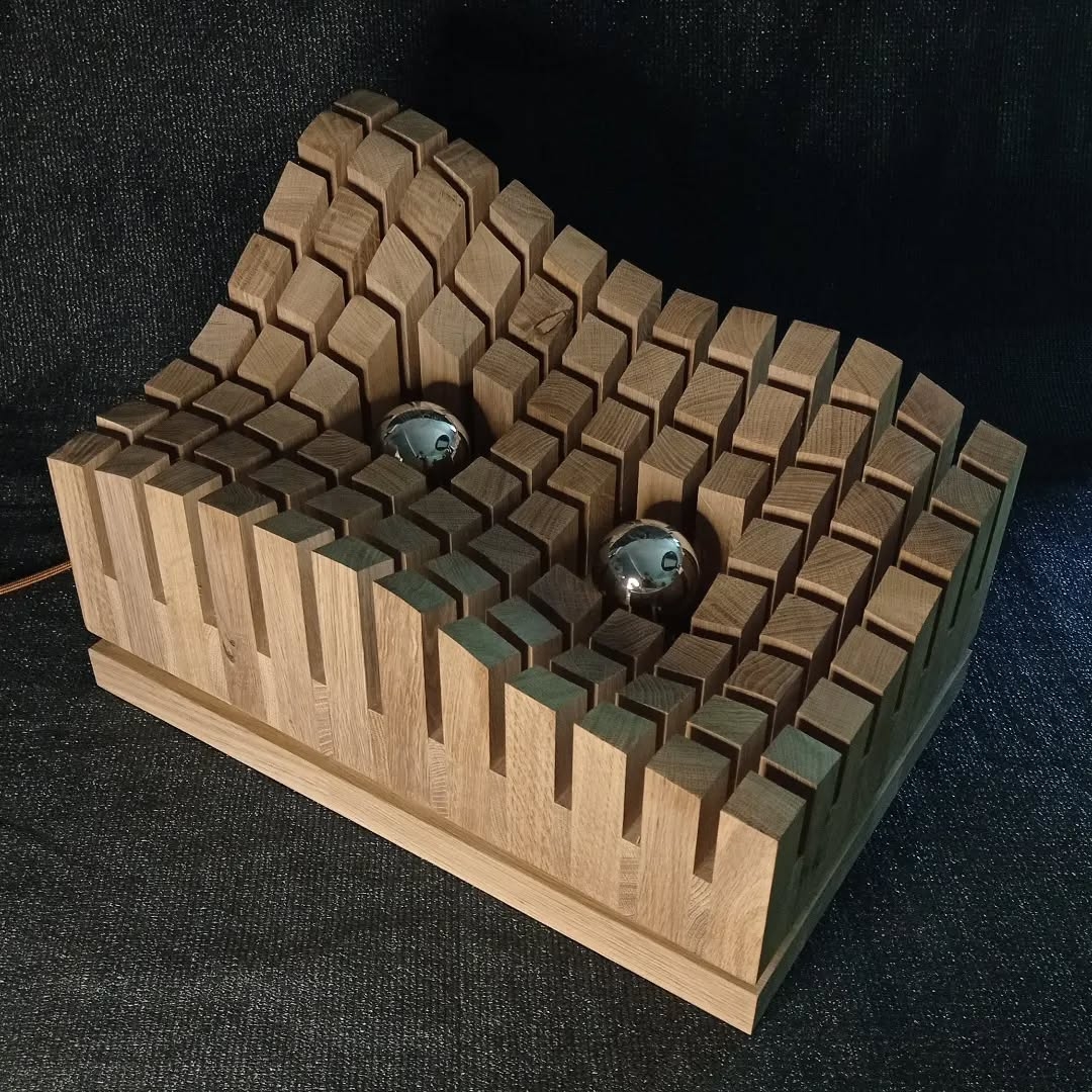 Mountain Range Sculpture with Embedded Silver Spheres