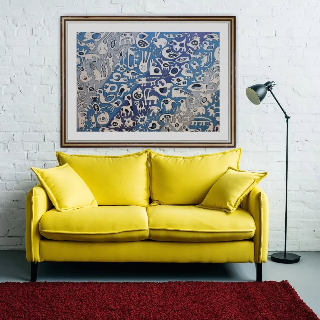 Modern Serenity: A Cozy Living Room in Vibrant Hues