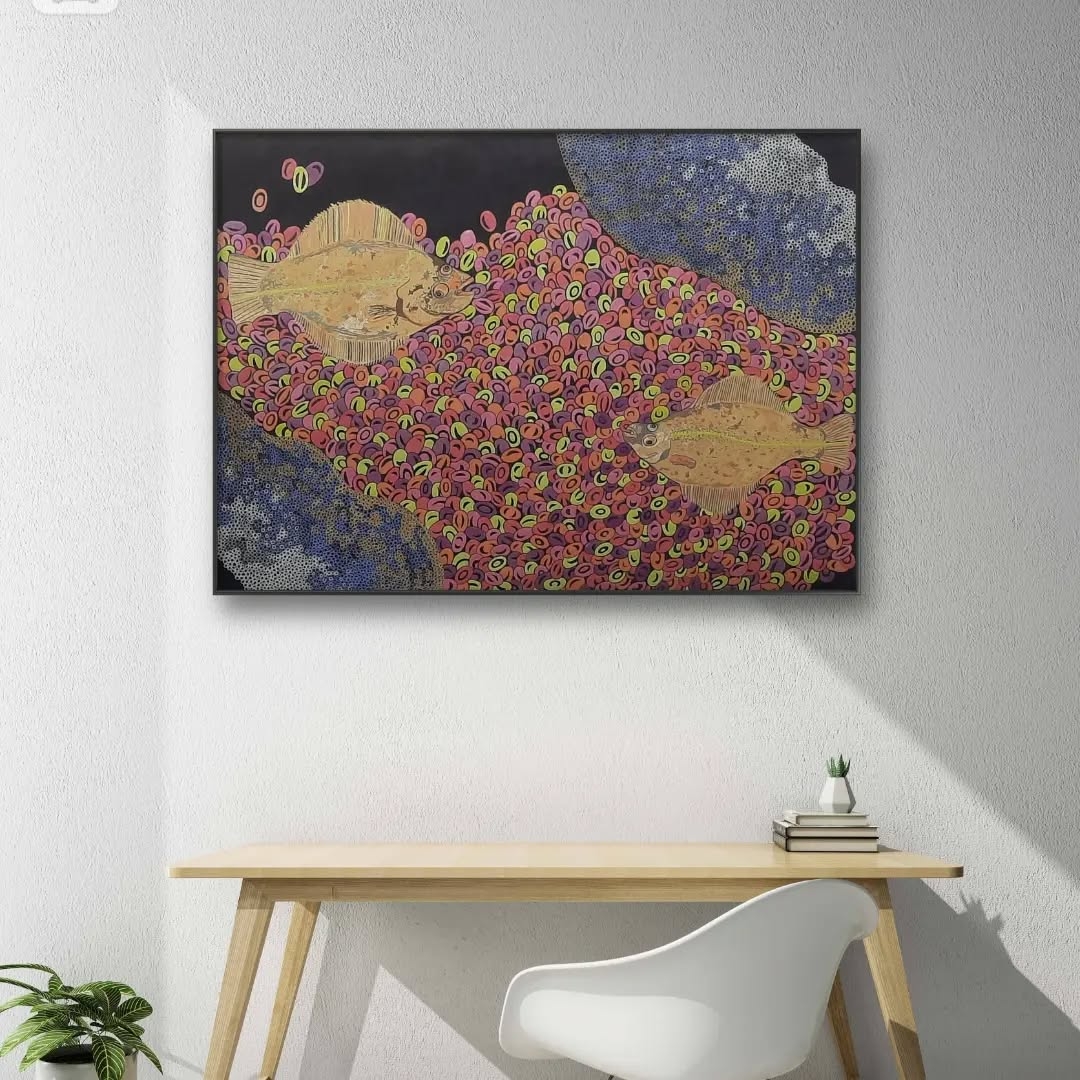 Duo of Tan Fish Amidst Abstract Splendor