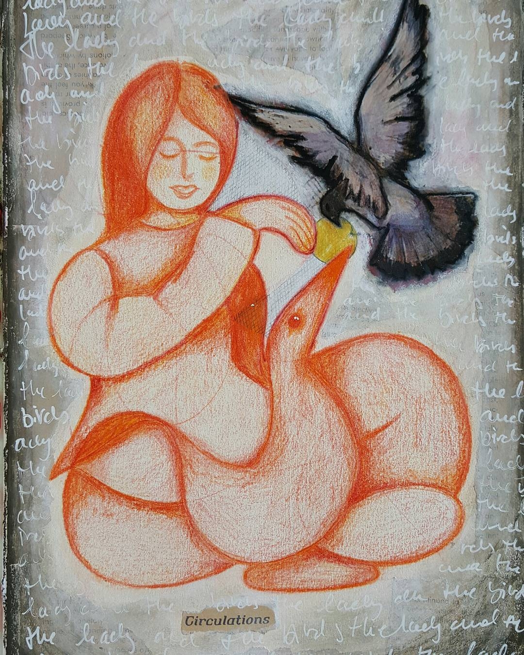 Serene Encounter: Woman and Avian Companions