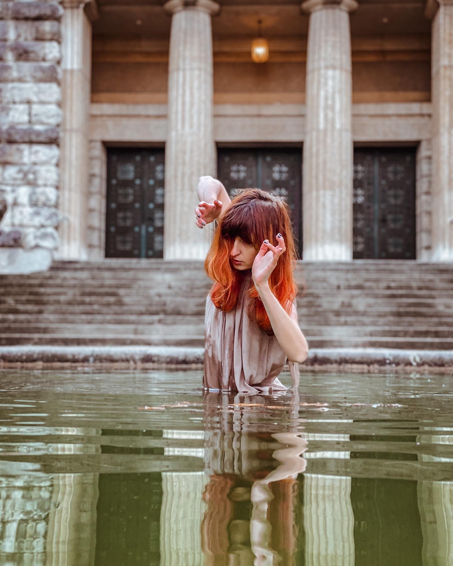 Contemplative Solitude: A Figure in Shallow Waters