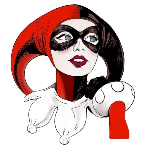 Iconic Harley Quinn Digital Illustration: Whimsical Chaos Embodied