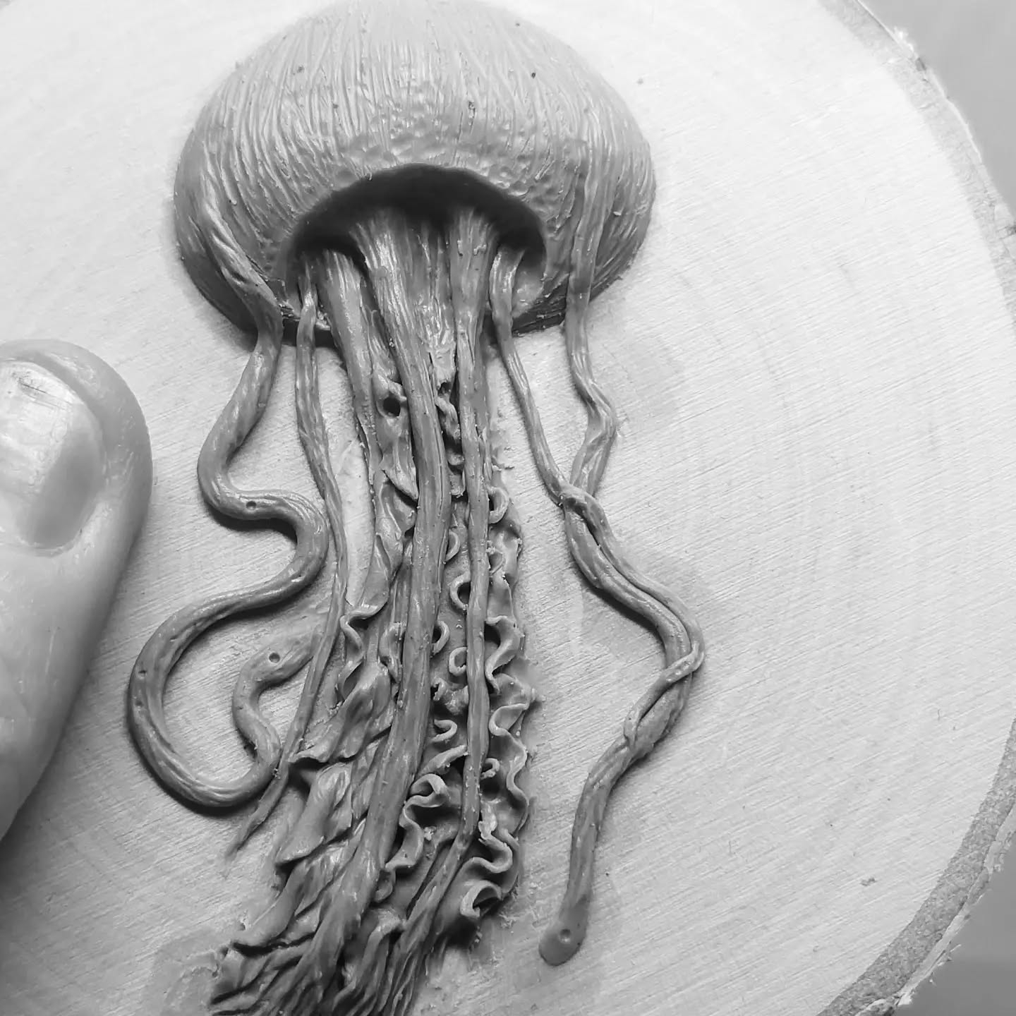 Ethereal Jellyfish Sculpture in Clay