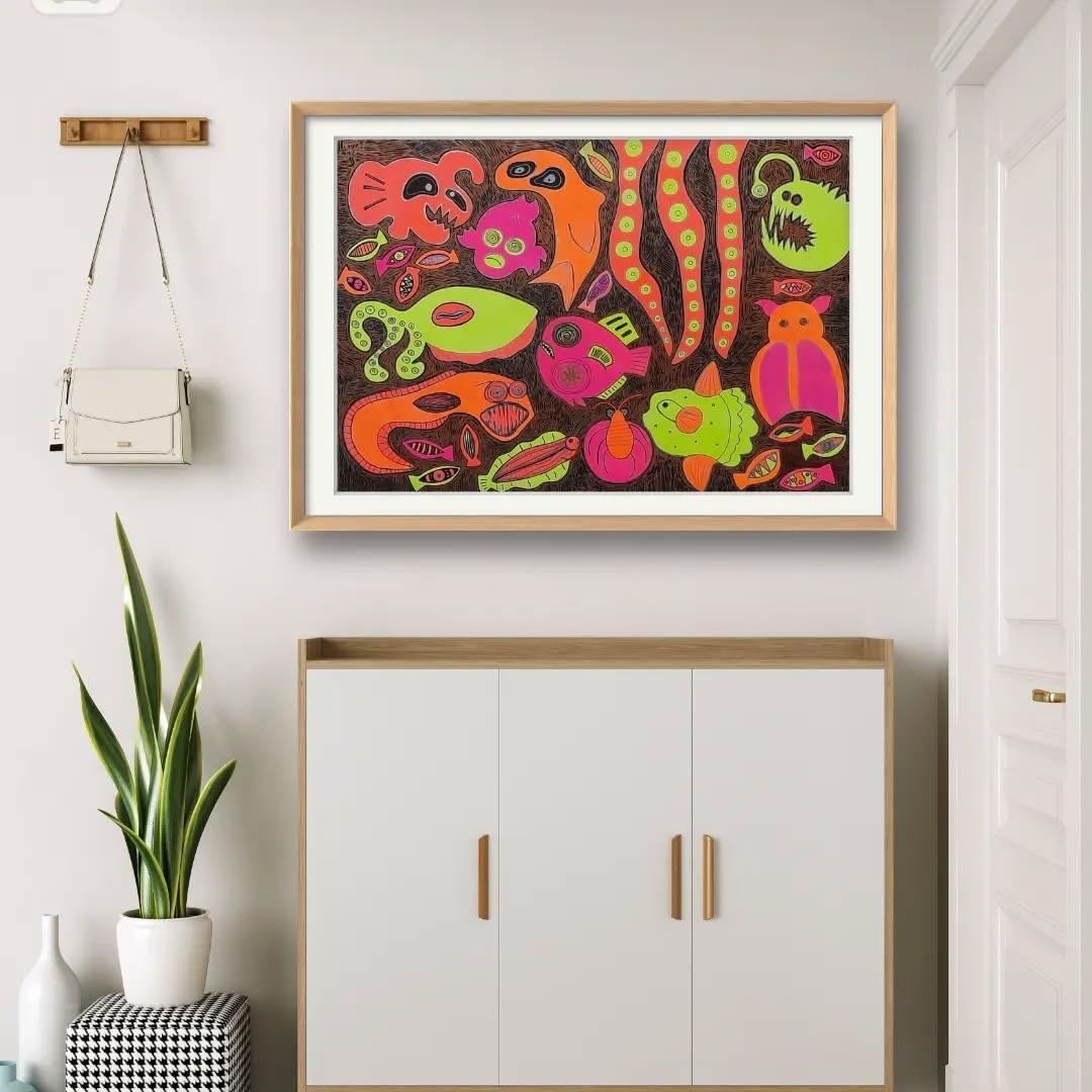 Aboriginal-Inspired Vibrant Sea Creatures Painting