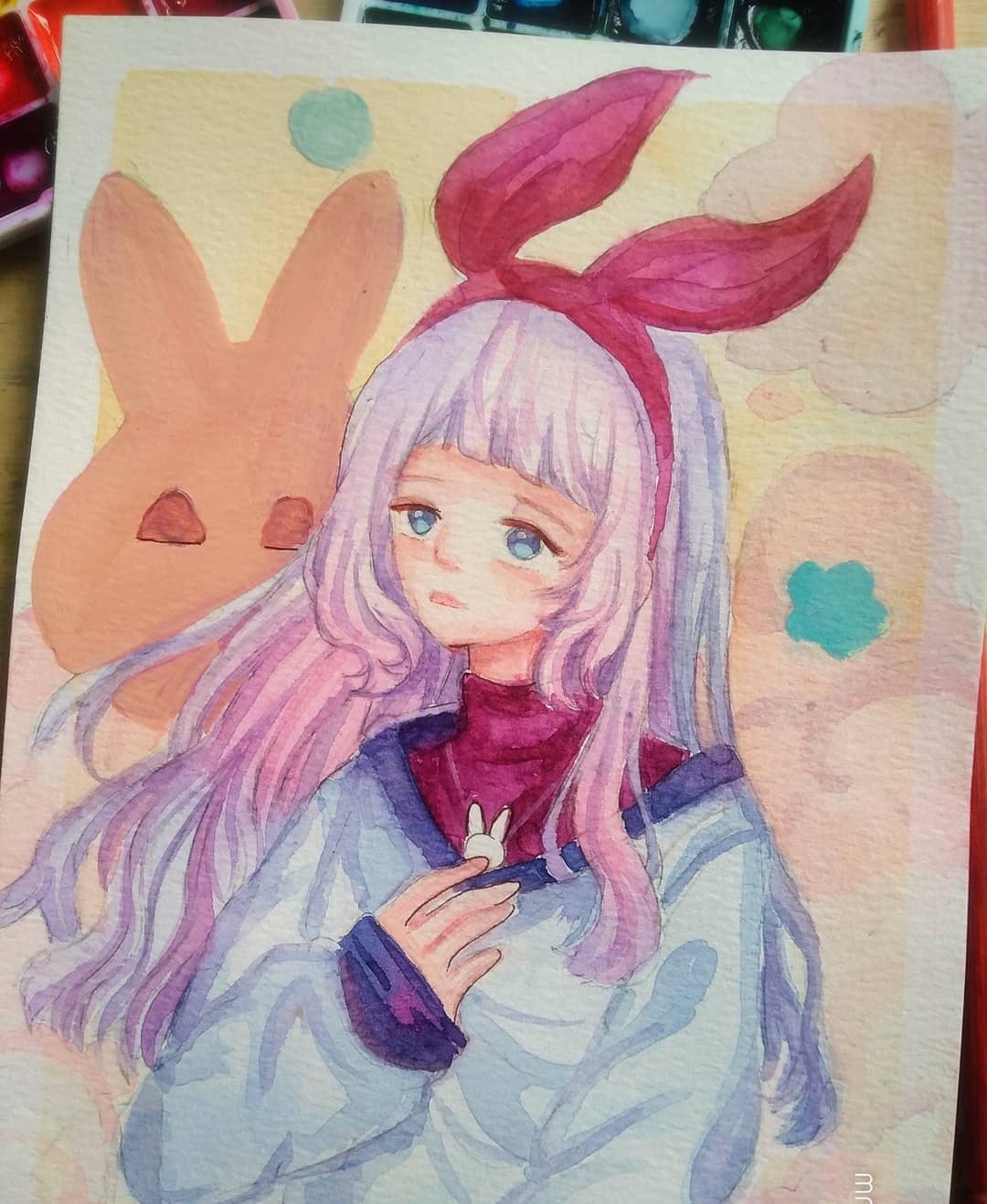 Whimsical水彩: Bunny-Eared Muse